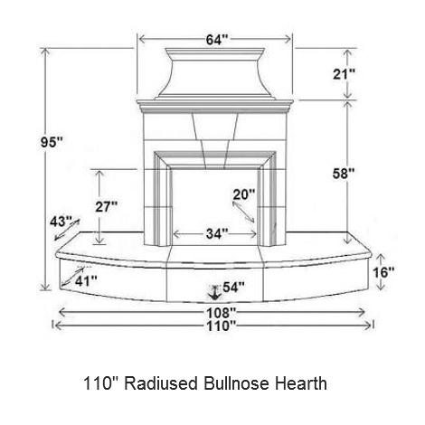 110 radiused bullnose hearth