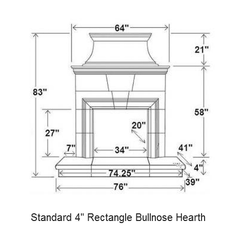 4 rectangle bullnose hearth