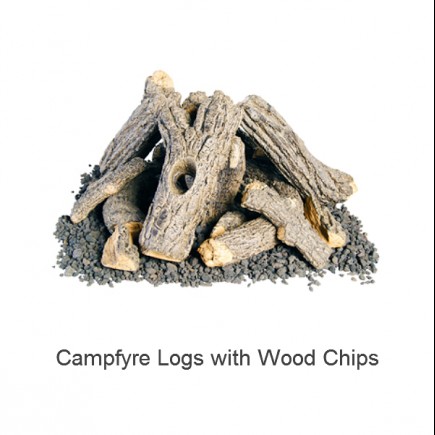 campfyre logs with wood chips