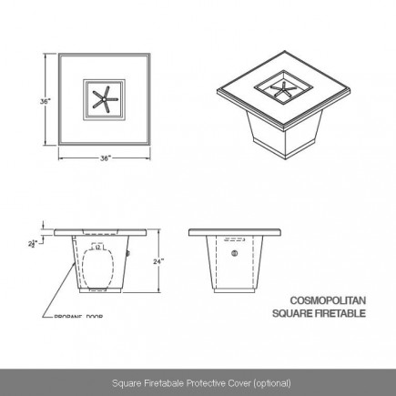 a2   square firetable protective cover