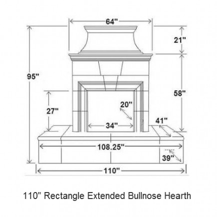 0110 rectangle extended bullnose hearth