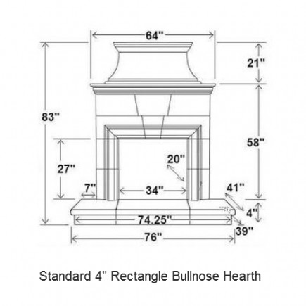 4 rectangle bullnose hearth