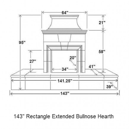 0143 rectangle extended bullnose hearth