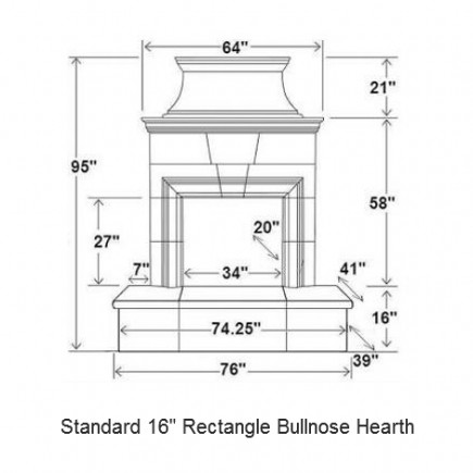 016 rectangle bullnose hearth