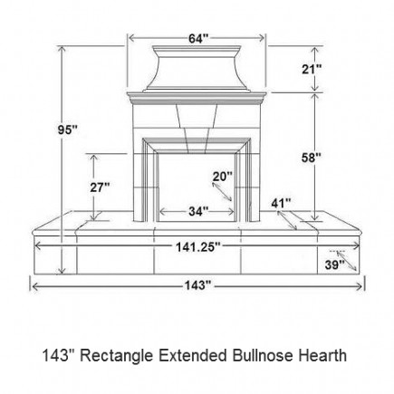 143 rectangle extended bullnose hearth