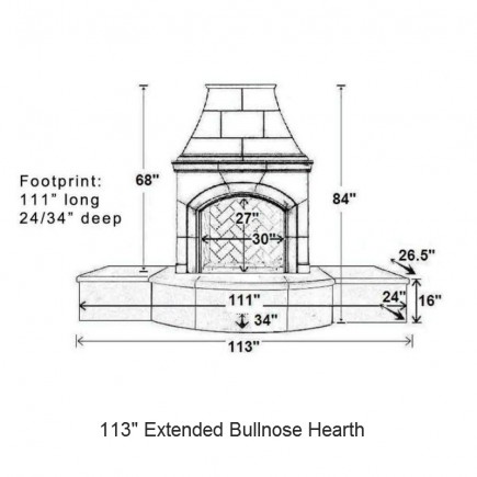 0113 extended bullnose hearth