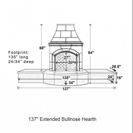 137 extended bullnose hearth