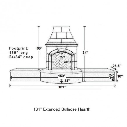 161 extended bullnose hearth