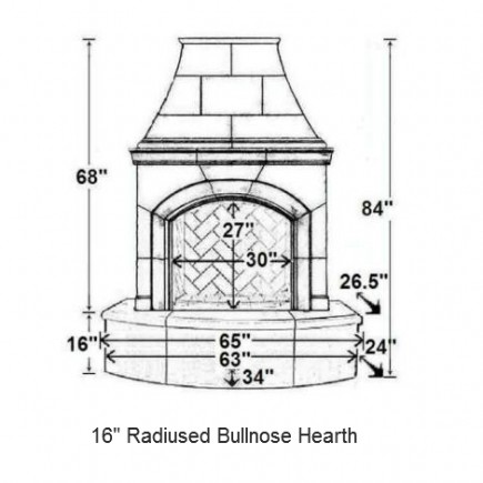 16 radiused bullnose hearth