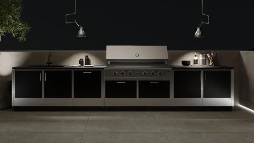 heritage style european outdoor kitchen black