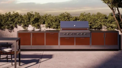 heritage style european outdoor kitchen red