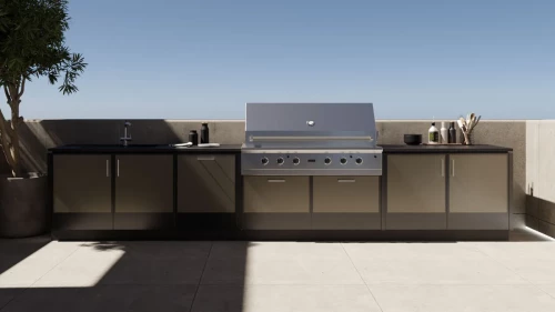 heritage style european outdoor kitchen sand