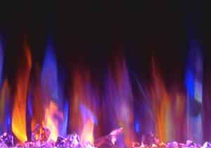 flames set on combined orange and blue