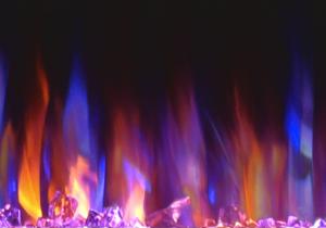 flames set on combined orange and blue