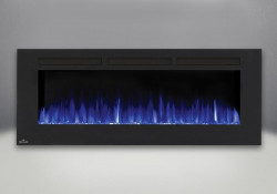 flames set on blue fireplaces