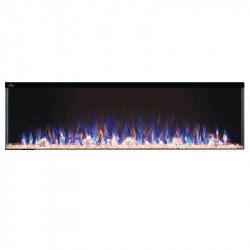 trivista 60 3 sided shown with multi color flame and orange ember bed