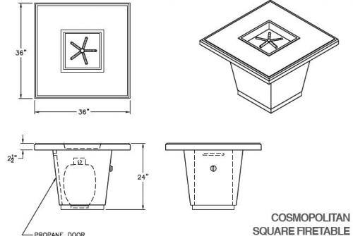 Square Firetable Cover with Smoke Finish