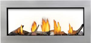 38 see thru shown with logs shore plus beach in stainless steel surrounding