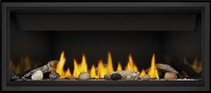 linear 46 shown with black premium safety barrier and beach fire and shore fire kits combined