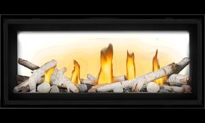 luxuria 38 see thru shown with shore fire in birch logs