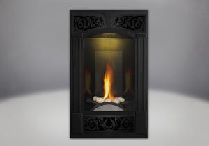 phazer log set traditional facing kit painted metallic black mirro flame porcelain reflective radiant panels night light