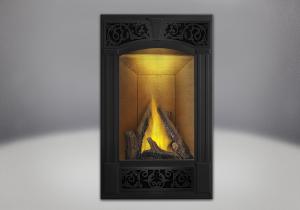 phazer log set traditional facing kit painted metallic black sandstone brick panels night light