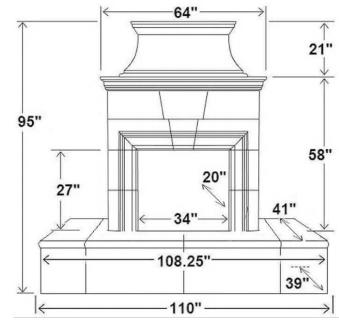 110" Rectangle Extended Bullnose Hearth [RC]