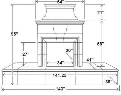 143" Rectangular Extended Bullnose Hearth [RC]