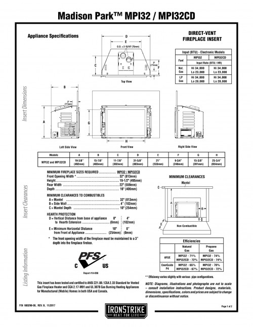 gas insert astria madison cd 32 p01