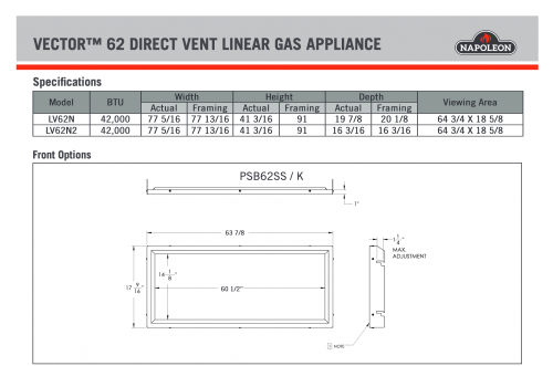 linear fireplace vector 62 by napoleon spec p1