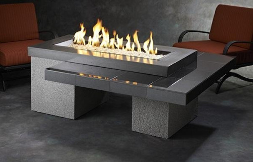 Black Uptown Linear Gas Fire Pit Table