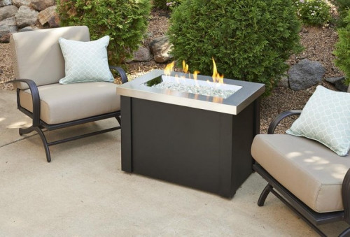 Stainless Steel Providence Rectangular Gas Fire Pit Table