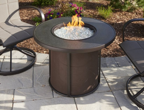 Brown Stonefire Round Gas Fire Pit Table