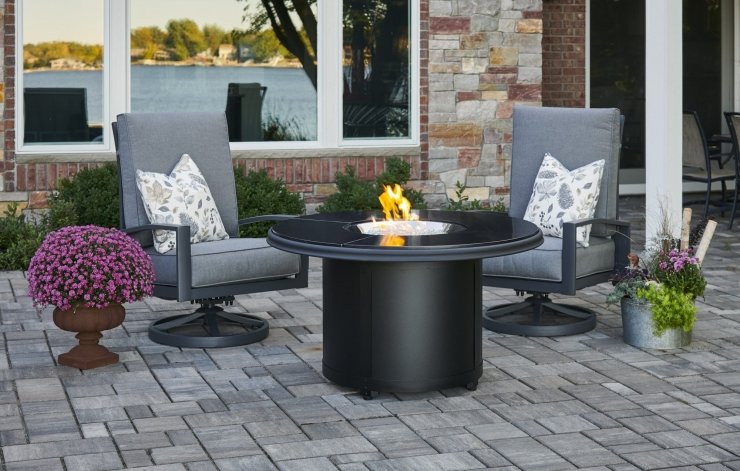 Black Granite Beacon Chat Height Gas Fire Pit Table