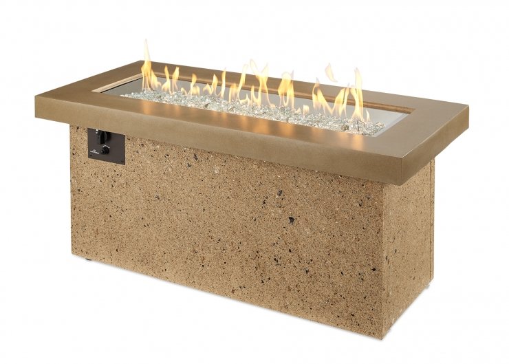 Brown Key Largo Linear Gas Fire Pit Table