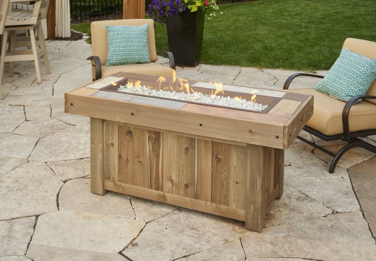 Vintage Linear Gas Fire Pit Table